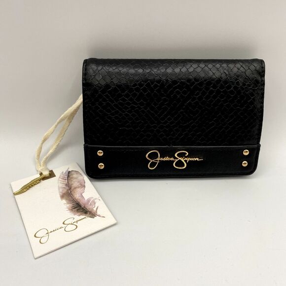 Jessica Simpson Two Tone Python Meteorite Small Black Wallet 13JS9APMX-MTP - Picture 1 of 5